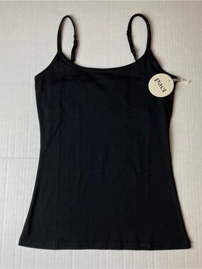 Pact Everyday Shelf Bra Camisole Tank Top Small Organic Cotton Blend Black NWT